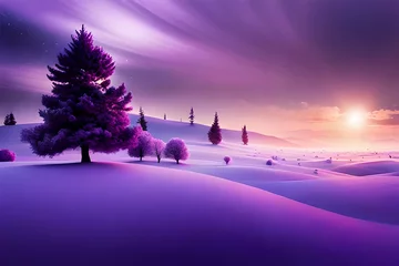Tuinposter winter landscape with trees © Rimsha