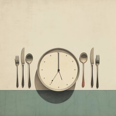 Naklejka premium A Clock Between Silverware