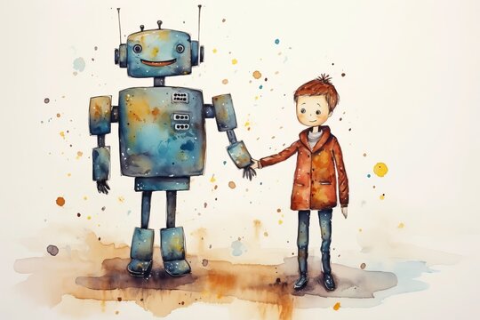 子供とロボット,Generative AI AI画像