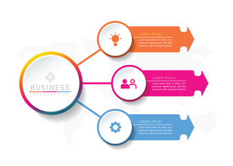 Vector infographic business presentation template connected with 3 options