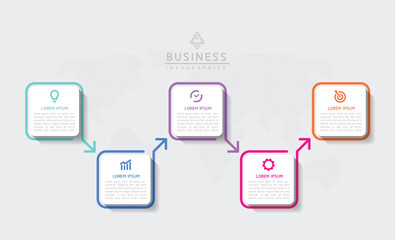 Vector infographic business presentation template connected with 5 options