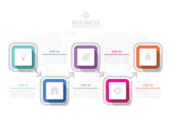 Vector infographic business presentation template connected with 5 options