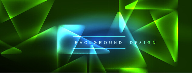 Naklejka premium Vibrant Geometric Neon Shiny Line Background. A Bold and Stunning Display of Shapes, Lines, Colors, and Glow, Perfect for Futuristic Modern Designs, Hi-tech Presentations, Technology Web Pages