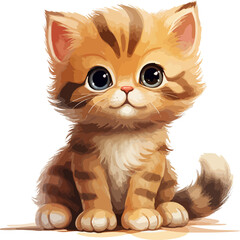a cat cute cartoon watercolor, AI generation © MindWorld