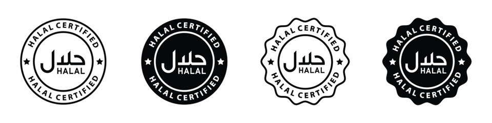 Halal food certified icon. Halal food labels Icon. Halal icon, Vector illustration