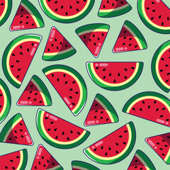 Watermelon fruits in digital patterns illustrations
