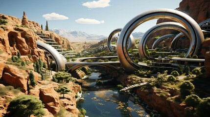 Fototapeta premium SF未来の都市風景,Generative AI AI画像