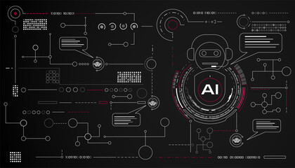 AI robot smart symbol element with communication template vector. Artificial intelligence information online data transfer concept illustration.
