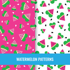 Watermelon fruits in digital patterns illustrations
