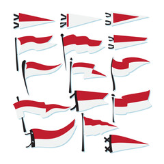 a collection of red and white flag creative icons to commemorate the independence day of the republic of indonesia in august
