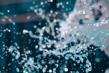 Instant shot of the water flowing from the fountain of the ornamental pond