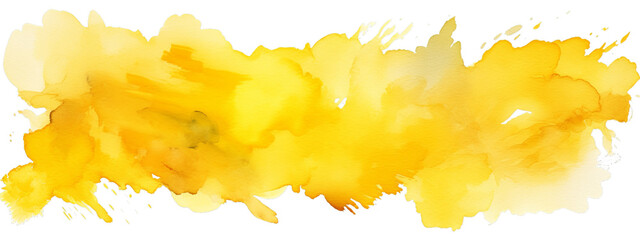 Abstract yellow color painting illustration - watercolor paper with splashes, patch or stain, isolated on transparent background png (Generative Ai) © Corri Seizinger