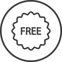 free tag icon in thin line black circle frames.