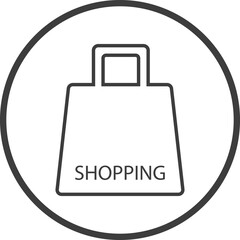 Obraz premium shopping bag icon in thin line black circle frames.