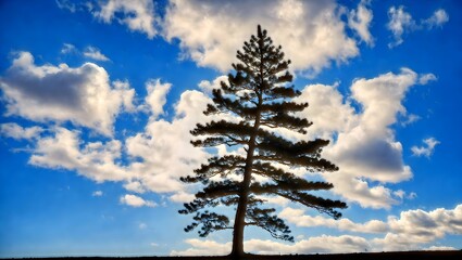 pine tree on blue sky.
Generative AI