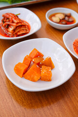 Fototapeta na wymiar Korean Side Dish Kimchi and Vegetables