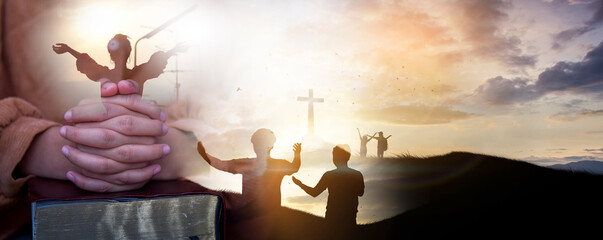 Christian Religion concept background. card design template.