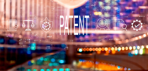 Patent concept with big city lights at night