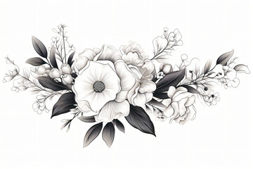 black and white vector of flowers