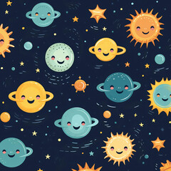 seamless pattern with moon and stars