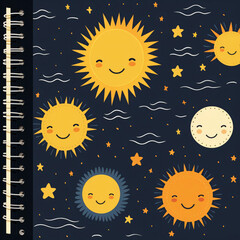 Kids patterns with clouds and stars