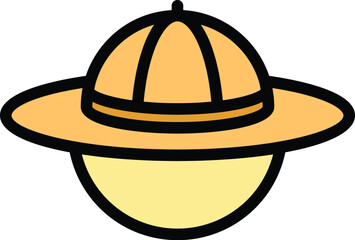 Eco travel hat icon outline vector. Trip outdoor. People nature color flat