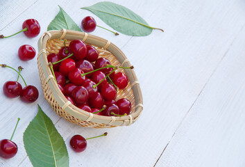 cherries in a basket