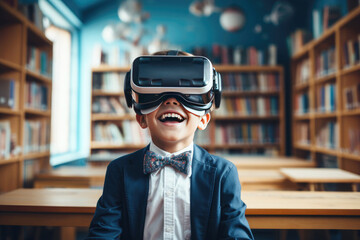 5G education: schoolboy exploring the virtual classroom
