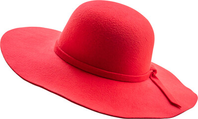 Woman red hat isolated on white background