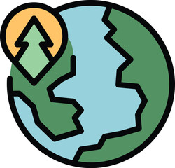 Globe eco travel icon outline vector. People nature. Ecotourism walk color flat