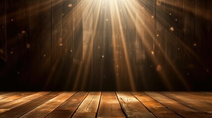 empty room with wooden floor, spotlight