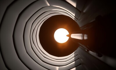 Gun barrel effect - a classic James Bond 007 theme - 3D rendering, Generative AI