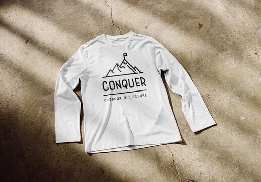 Mockup of long sleeve top on the floor, customizable color