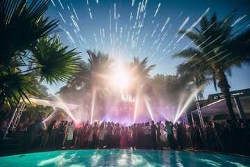 fireworks in the pool party ai generative art