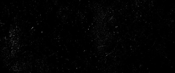 White dust and scratches on a black background, dust and scratches design, aged photo editor layer, black grunge abstract background, white dust and scratches on a black background.