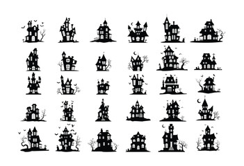 silhouette haunted home set. - 629826300