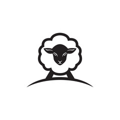 Naklejka premium Cute sheep logo vector icon illustration design