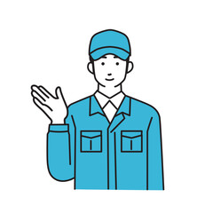 作業服を着た男性配達員のシンプルなイラスト
