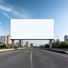 &nbsp;Mockup empty a blank white street billboard in the middle of the highway