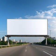 &nbsp;Mockup empty a blank white street billboard in the middle of the highway