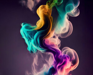 Colorful smoke on dark background, AI generated