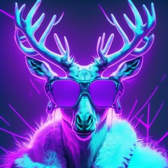 Cyberpunk neon deer, AI generated