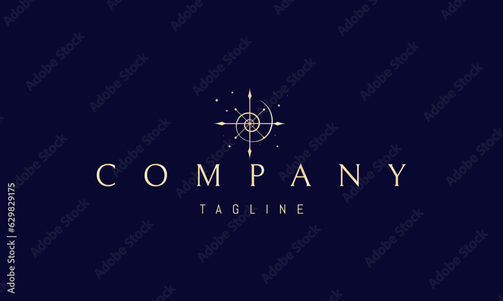 Canvas Prints vector golden logo on which an abstract image of the galaxy on the background of stars and a cross.