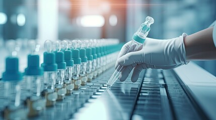 scientist or doctor working with test tube in laboratory,close-up, science research and development concept, ai generative