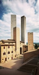 Fototapeta premium Towers of San Gimignano town in Tuscany, Italy, Generative AI
