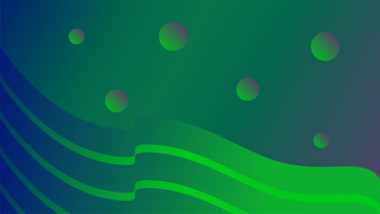 Green wavy abstract background with bubbles