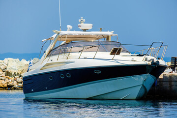 Fototapeta na wymiar luxury fast yacht at the harbour