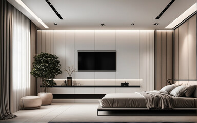 luxury hotel room with furniture for brocure or banner background