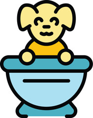 Home dog spa icon outline vector. Bath grooming. Wash animal color flat