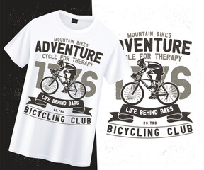 Mountain bikes adventure cycle for therapy , bicycling club , Vintage  bicycling club t-shirt design